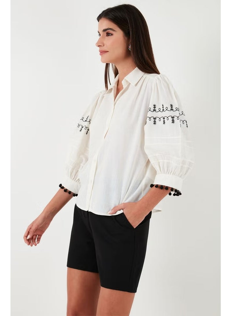 Lela Cotton Regular Fit Balloon Three Quarter Sleeve Shirt Women's Shirt 611GO0302 - Image 2